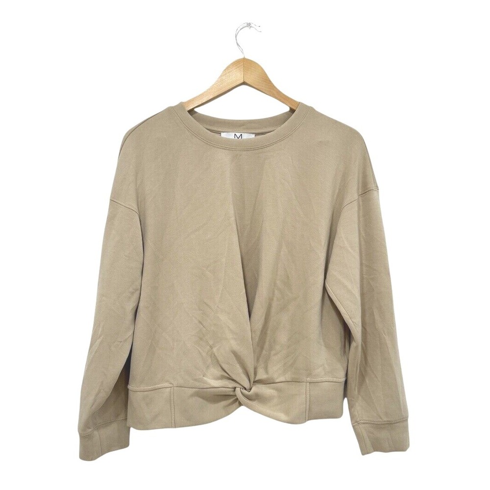 MAGASCHONI Sweatshirt Crewneck Modal Blend Twist Front Soft‎ Beige L Athleisure